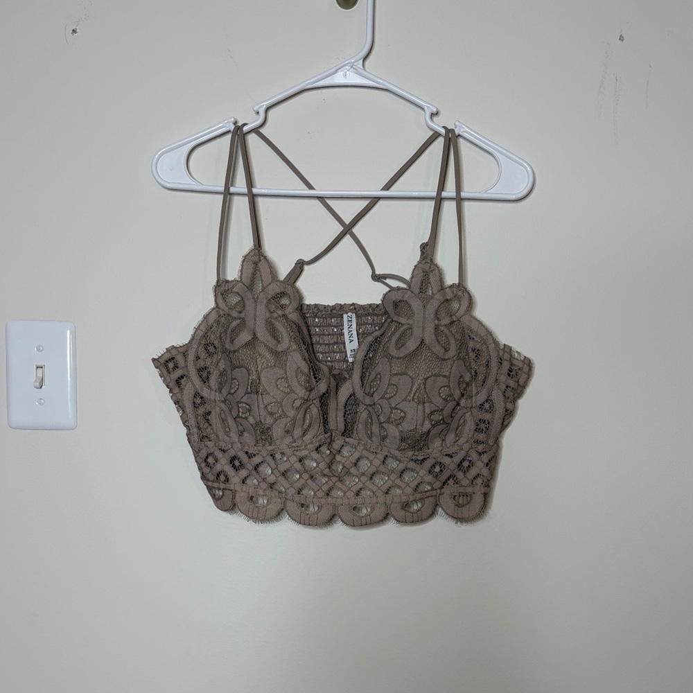 Zenana Lace Bralette in Taupe